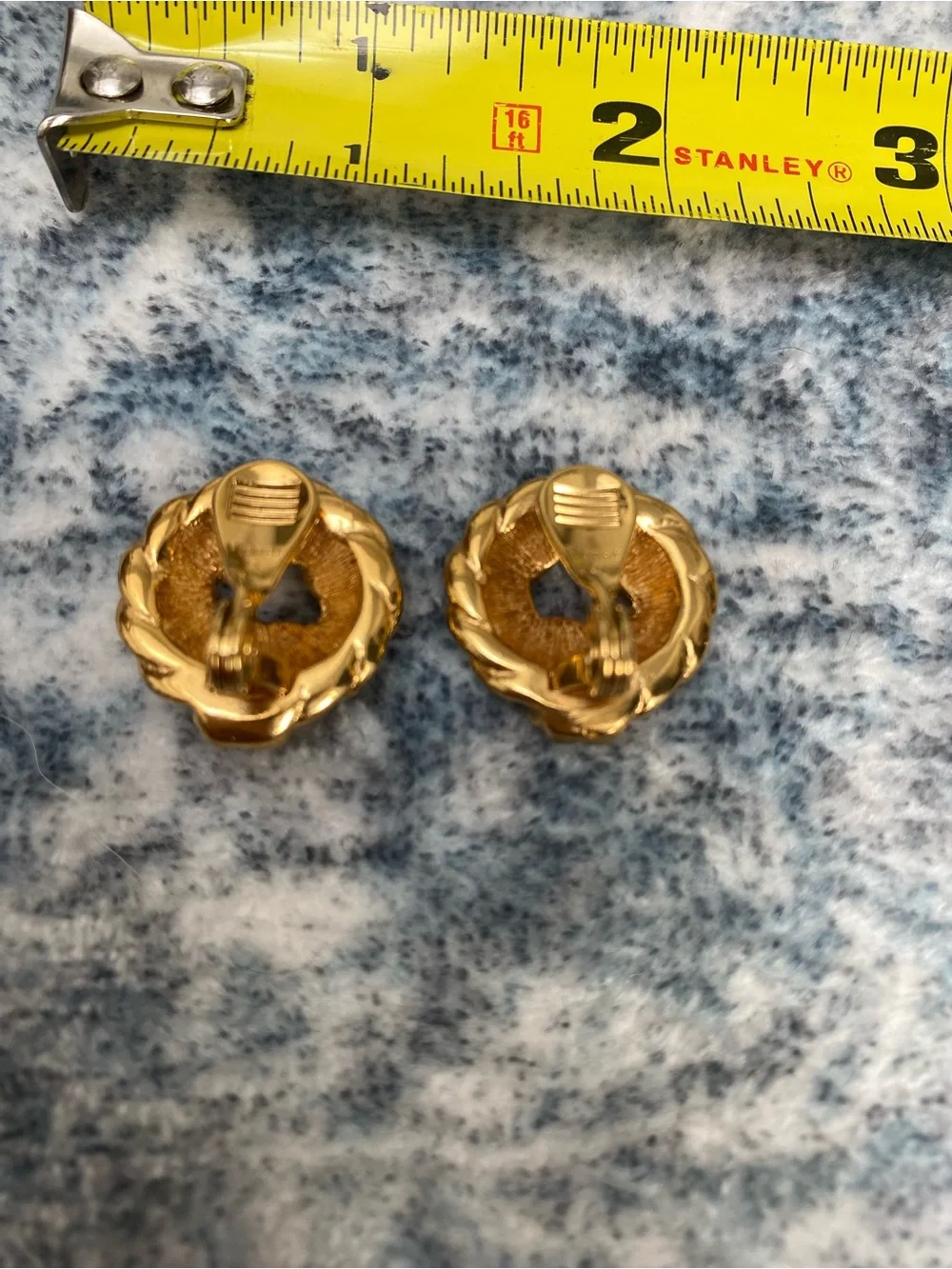 Vintage Monet Shiny Gold Tone Rope Knot Clip-On Earrings